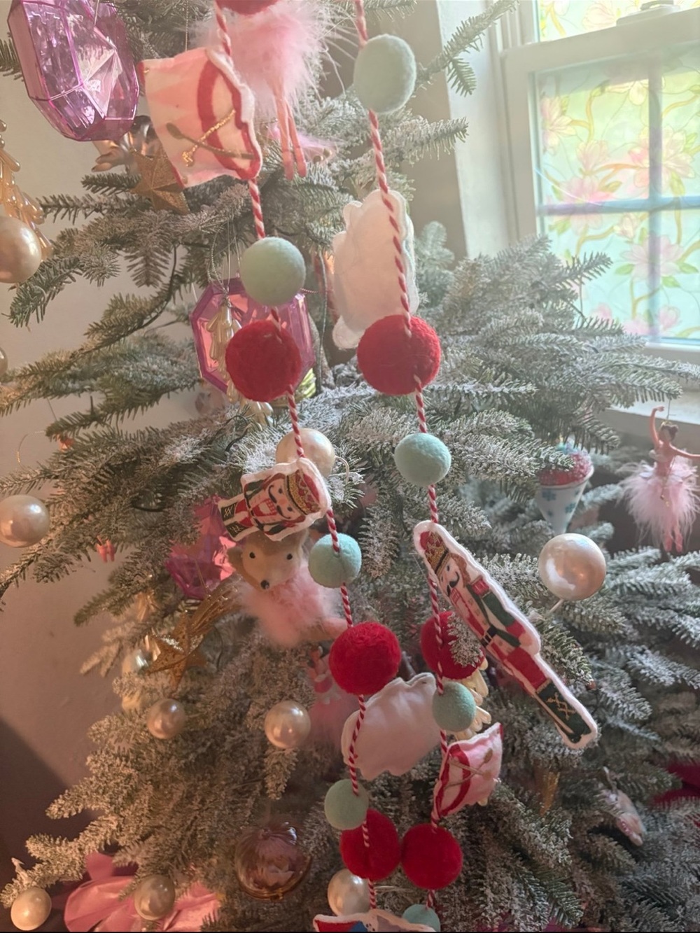 Holiday Felt Nutcracker Garland - Pink & Red Christmas Décor